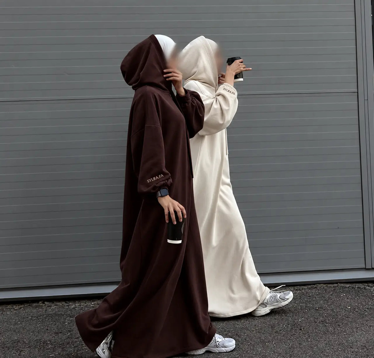 Sweat-robe à capuche — marron & crème
