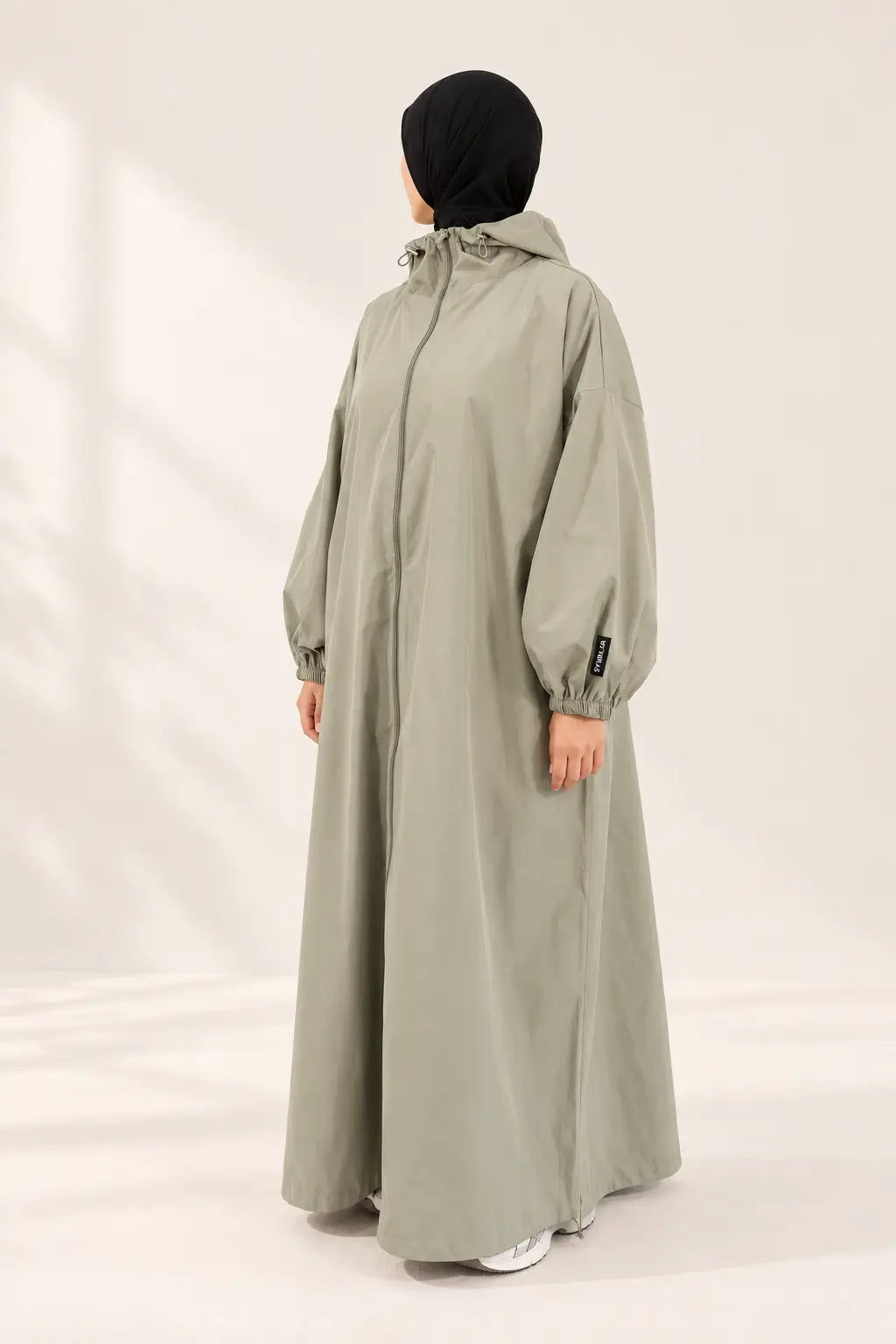 Gilet long à capuche Kwan — vert clair